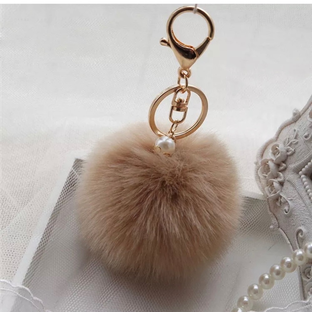 ❤️ Coffee Pom Pom ❤️ Purse Charm / Keychain